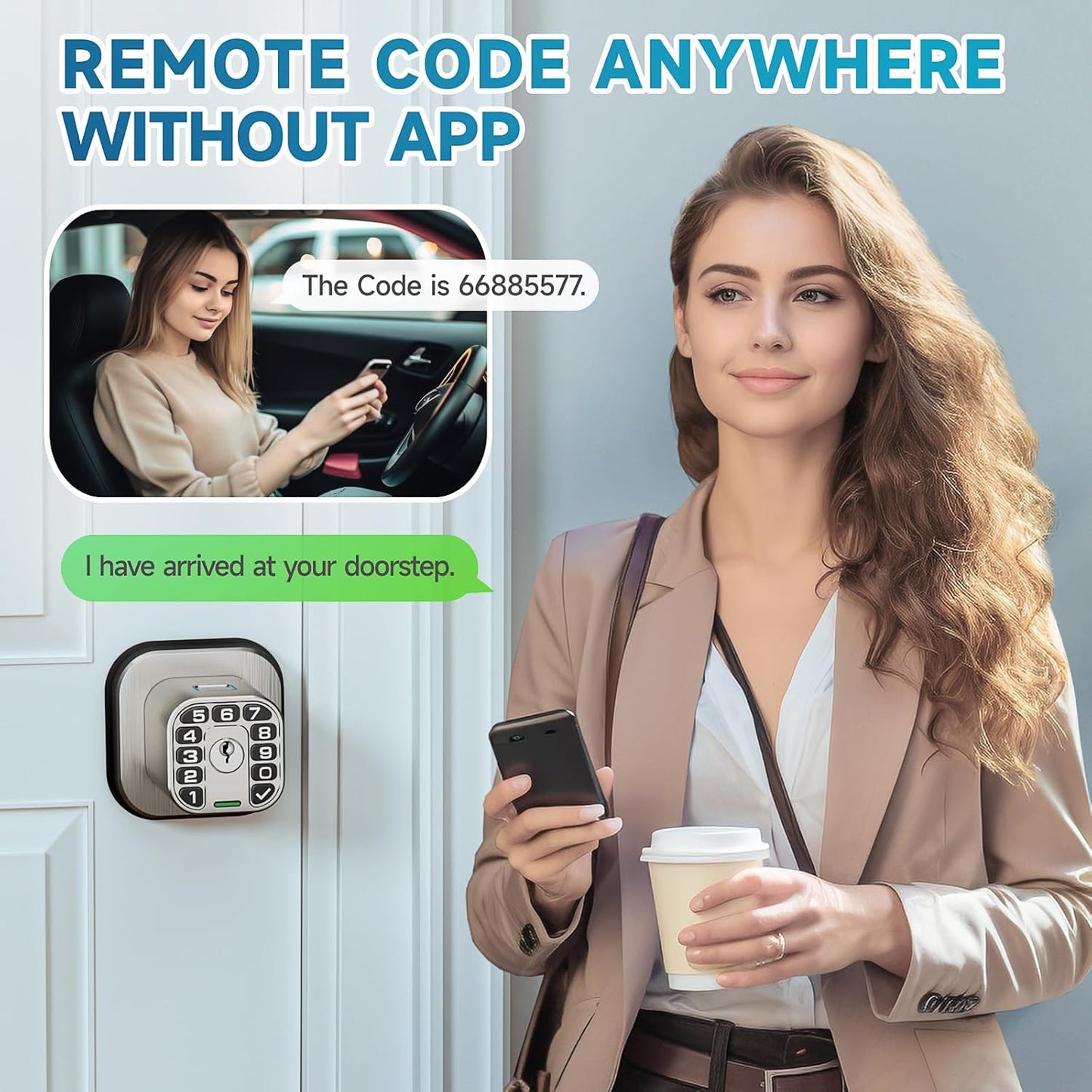 Smart Biometric Fingerprint Door Lock with Keypad - Keyless Entry, Waterproof, Auto Lock - Matte Black