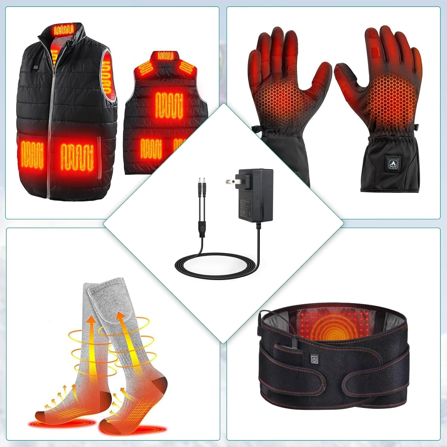lojiraz 7.4V Rechargeable Battery Charger for Heated Glove 7.4V Li-Polymer Battery, Compatible with Savior Snow Deer Sun Will Ororo Heated Gloves, Heated Socks,Heated Vest Battery Charger