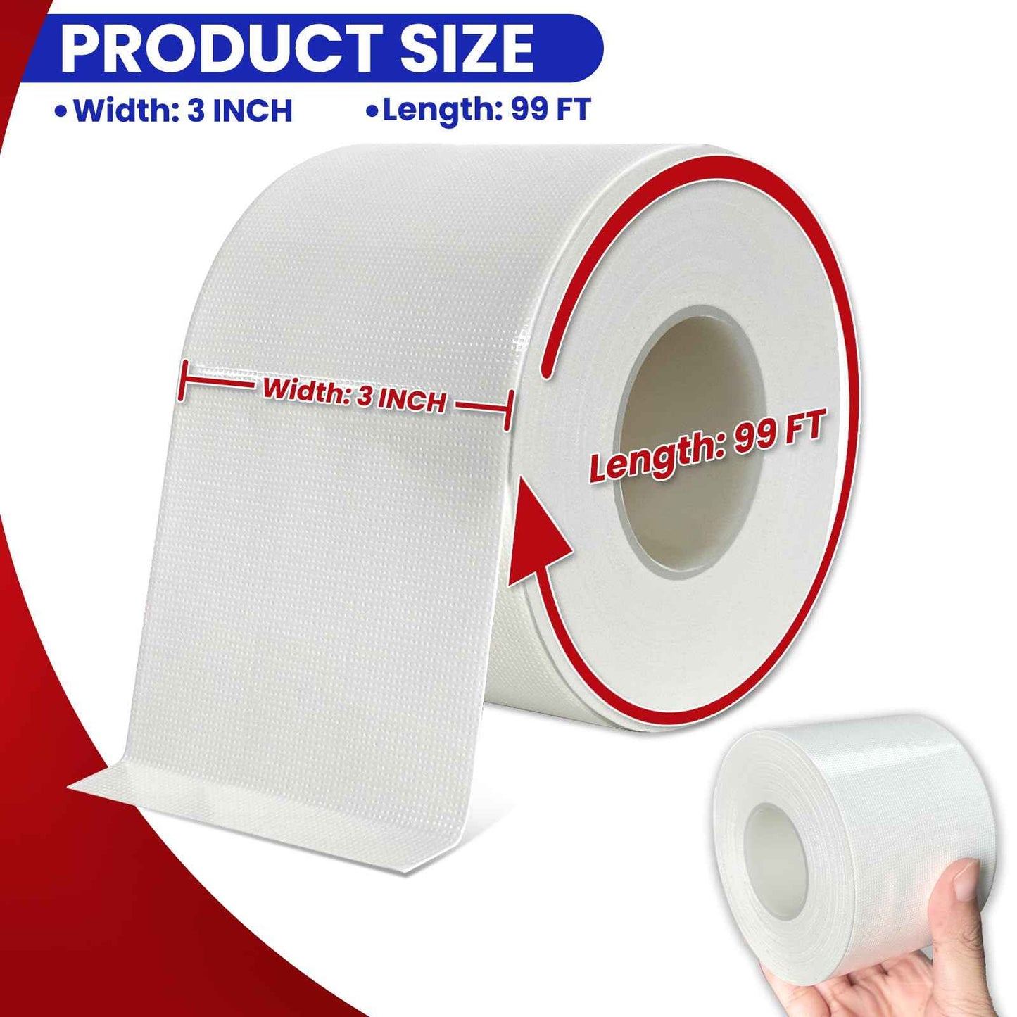 Birllaid White Window Weather Sealing Tape,Window Draft Isolation Sealing Film Tape No Residue Waterproof Self Adhesive for Keep Out Cold Air Dust Rain 3IN X 99FT