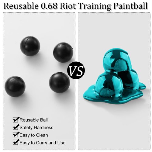 Civaner 150 x 68/61 Caliber Projectiles for Defense and Practice Reusable 68 Breaker Paintballs Solid Plastic Nylon Projectiles(Black,68 Caliber)
