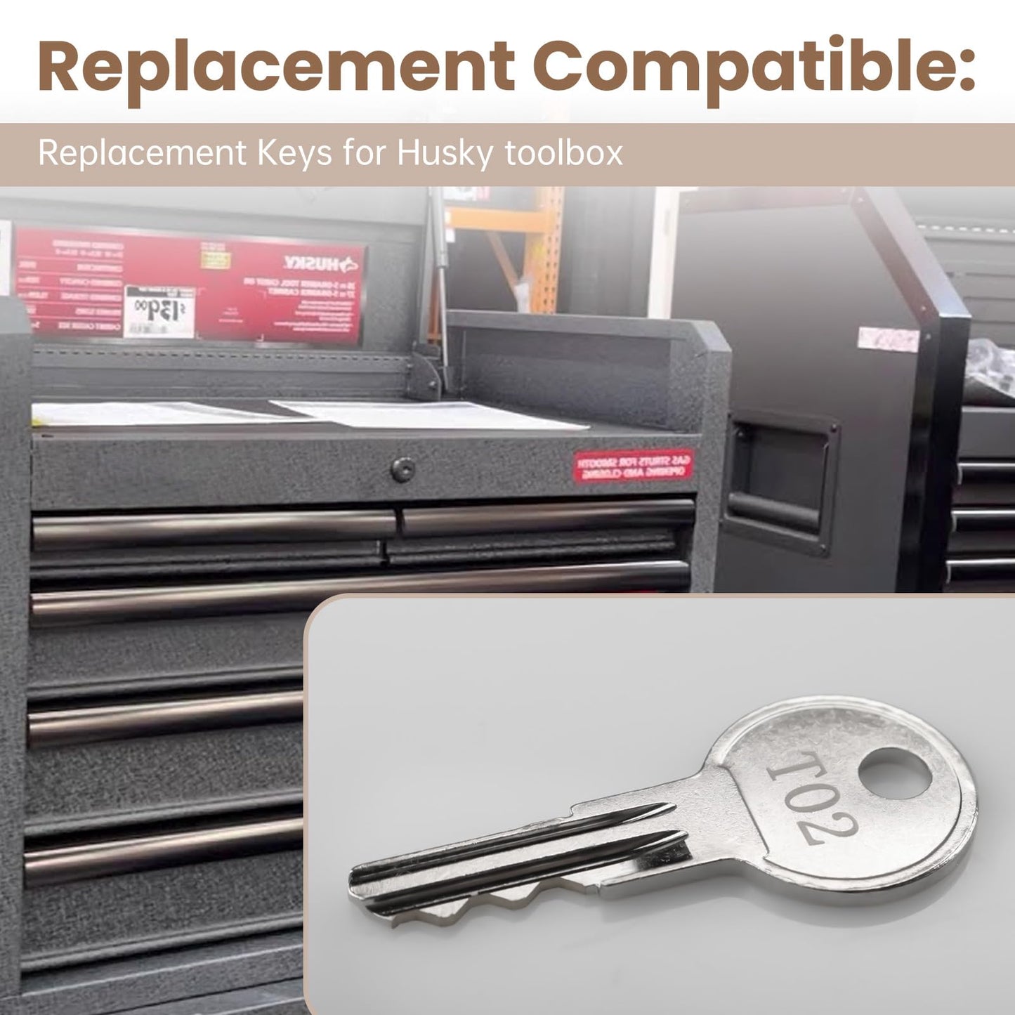 Replacement Keys for Husky Tool Box, T02 Key Replacement Husky Toolbox Key (T02 for Husky) 2-Pca