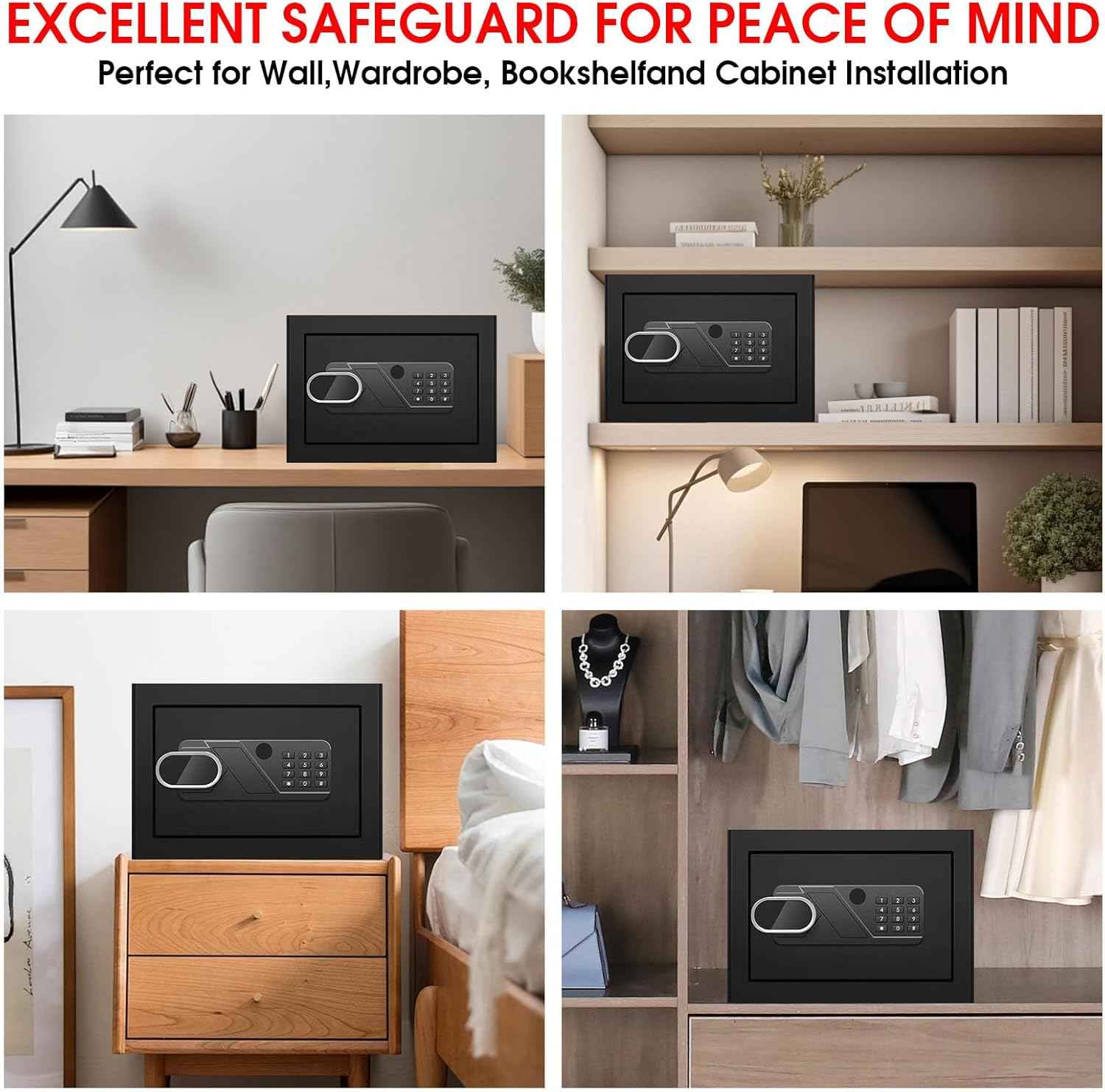 Small Home Safe 1.2 Cubic Feet - Anti-Theft Steel Security Box with Combination Lock & Alarm