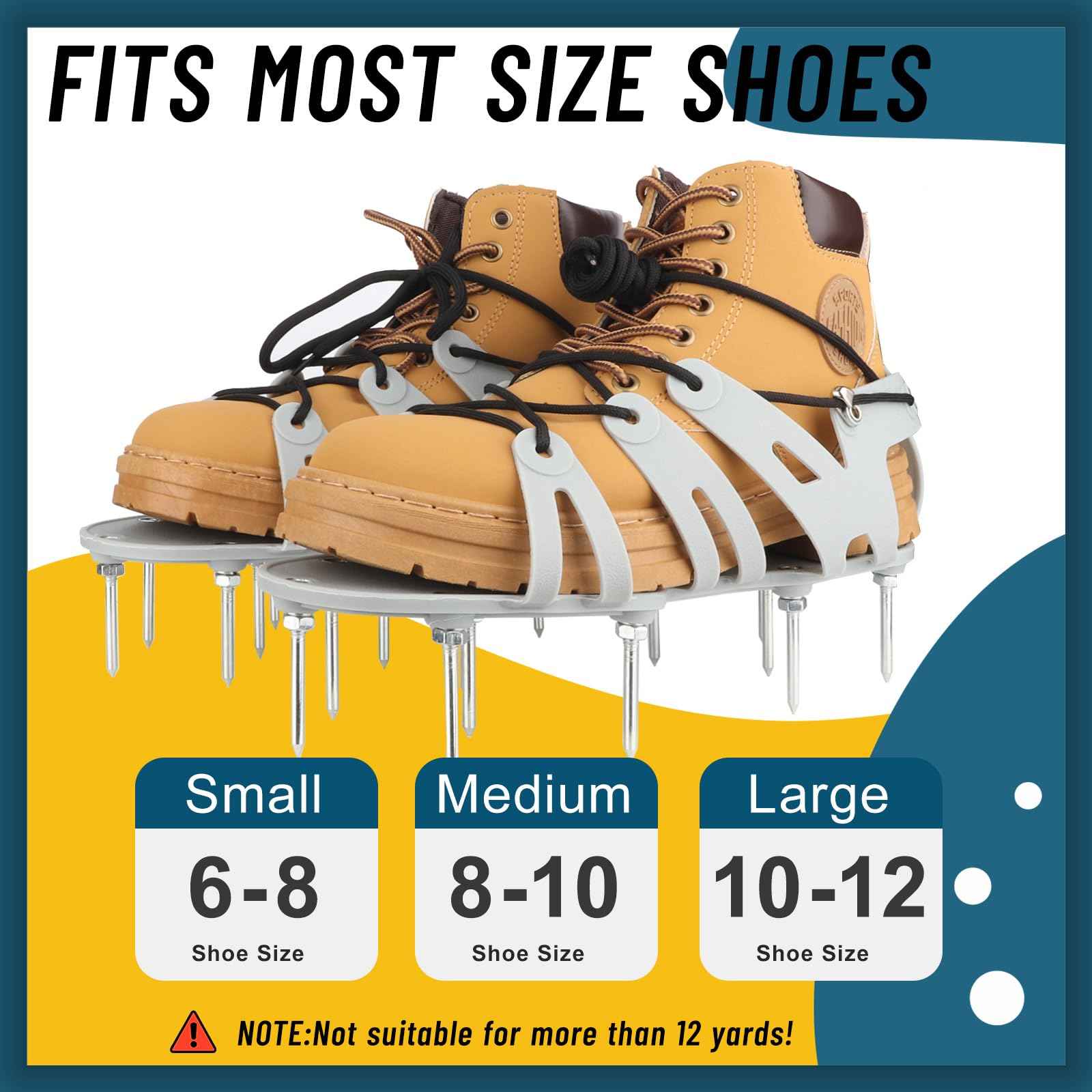 JIAN BOLAND Lawn Aerator Shoes - Wrap Around Lacing Design Spiked Shoes for Lawn Aerator, Flexible Bendable Sole Walk Freely One Size Fits All, Grass Aeration Spikes Tools