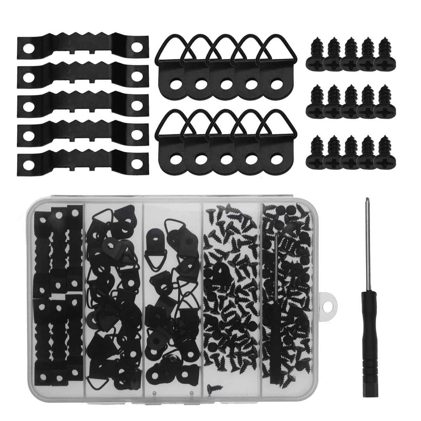 251 Pcs Picture Hanging Kit Heavy Duty Picture Hangers with Screws Black Picture Frame Mounting Hardware Picture Frame Hanging Kit Picture Hanging Hardware Tool for Frame Hanging