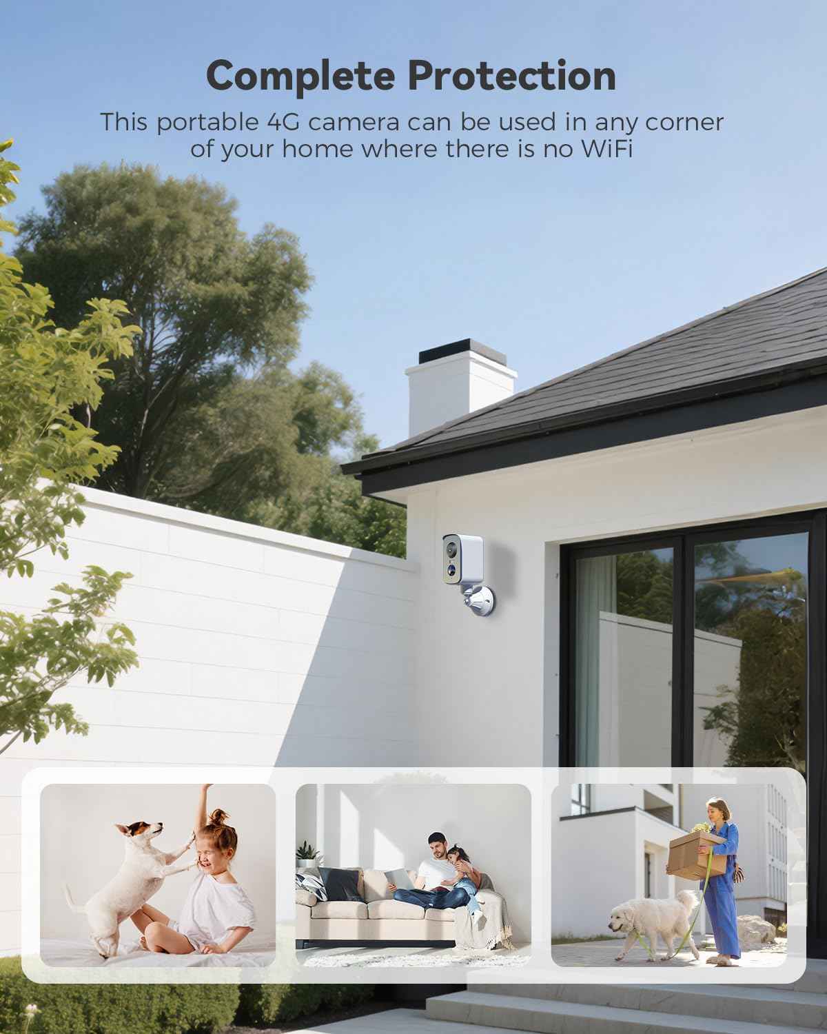 4G Wireless Magnetic Security Camera - 2K Indoor/Outdoor, 300° Pan, AI Detection