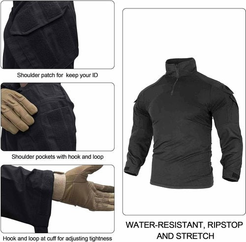 G3 Tactical Shirt for Men - Long Sleeve Camo Combat Shirt with Pockets | 1/4 Zip Design