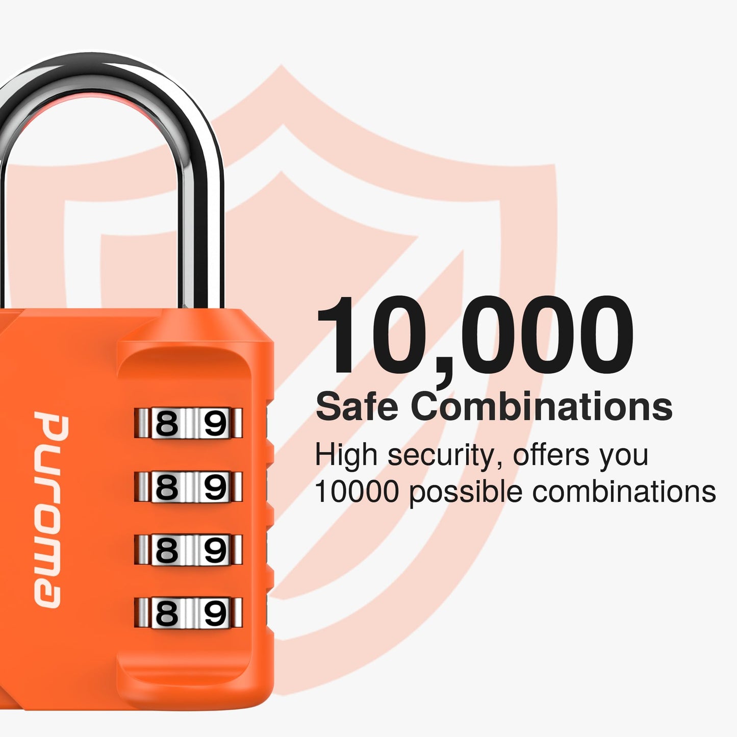 Puroma 1 Pack Combination Lock for Locker 4 Digit Outdoor Waterproof Padlock for School, Gym, Sports, Fence, Toolbox, Gate, Case, Outdoor, Hasp Storage, Cabinets (Orange)