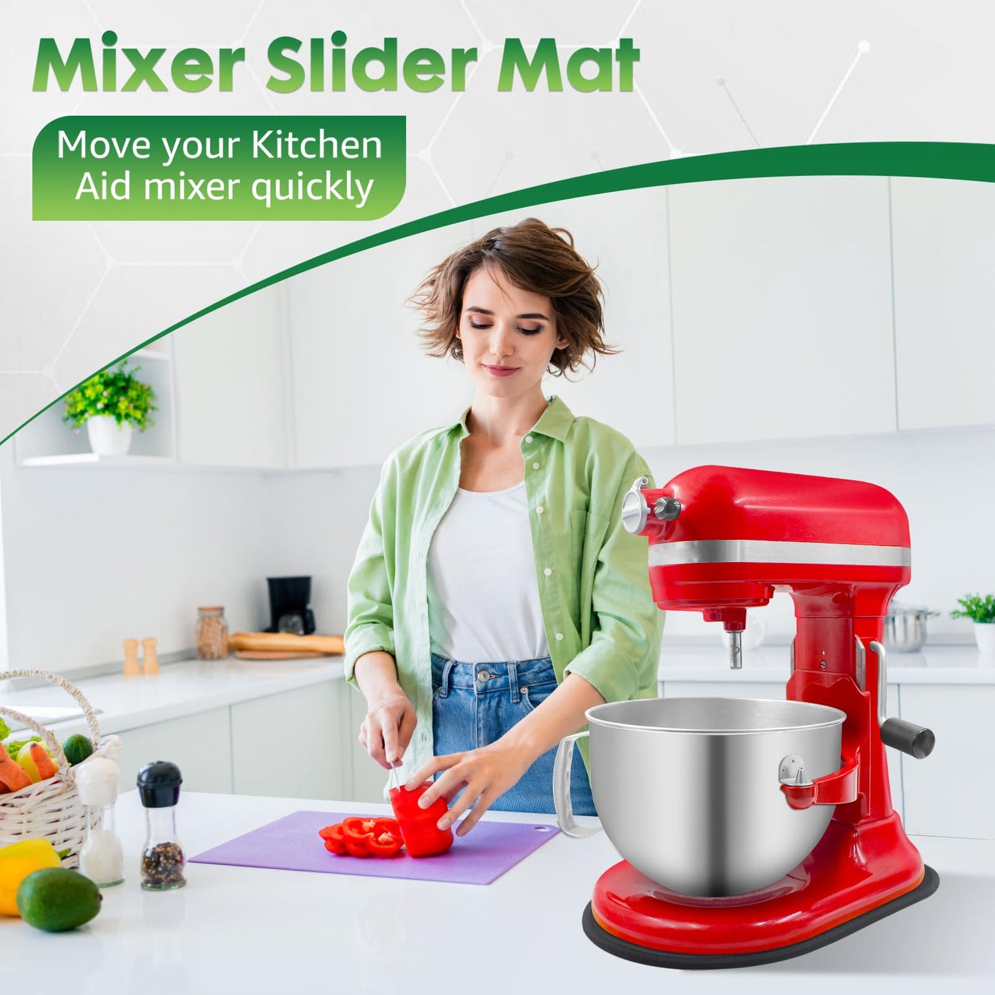 Mixer Sliding Mat for Kitchen Aid - Kitchen Counter Appliance Slider Mat Mixer Attachment for Kitchenaid 5-8 Qt Bowl Lift Stand Mixer, Mover Slider Pad Mixer Countertop Accessories Black