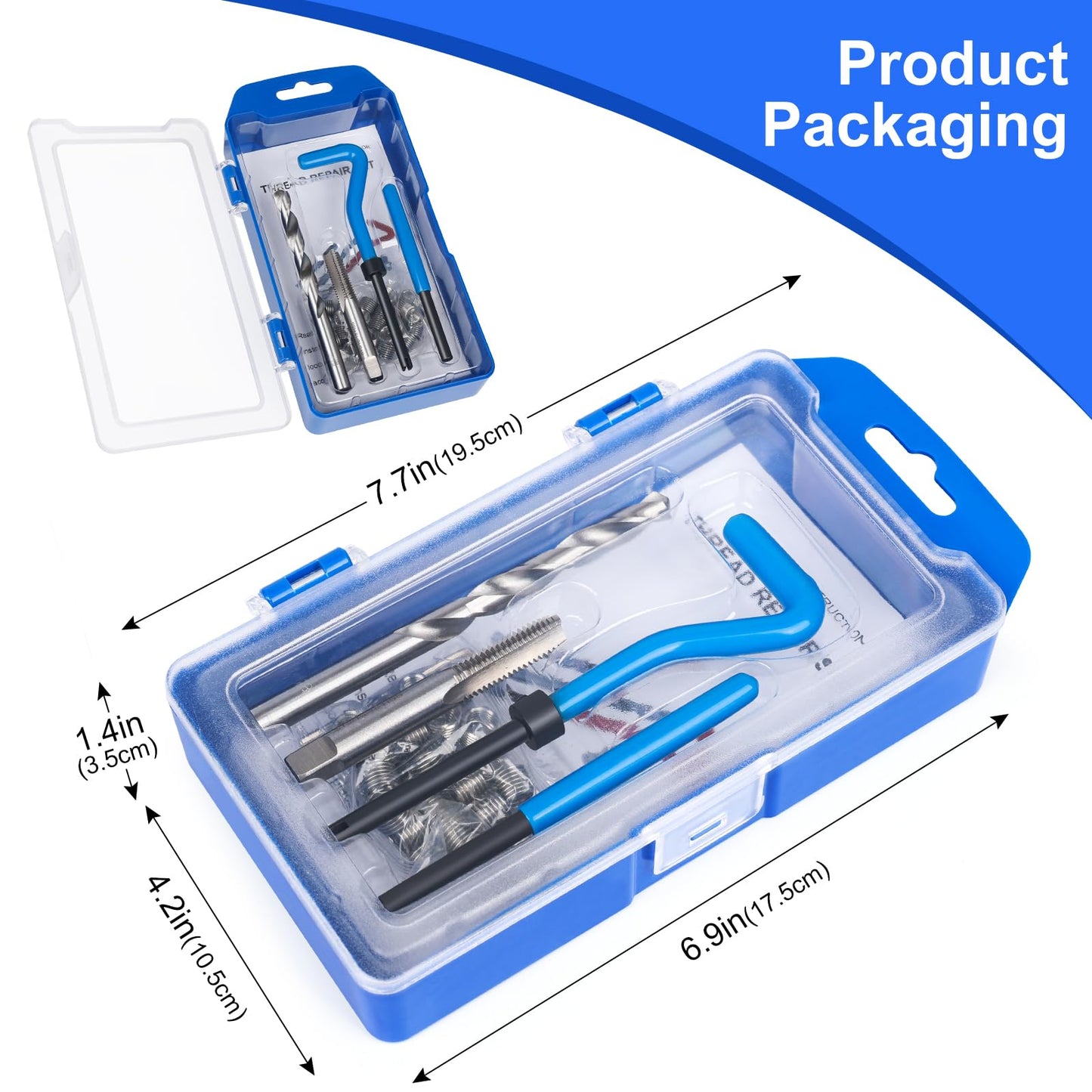 JMMRRR 30PC SAE Thread Repair Kit 5/16-18 inch, Helicoil Repair Kit with HSS Drill, Rethreading Tools for Internal Screw Holes Repairing (Blue)