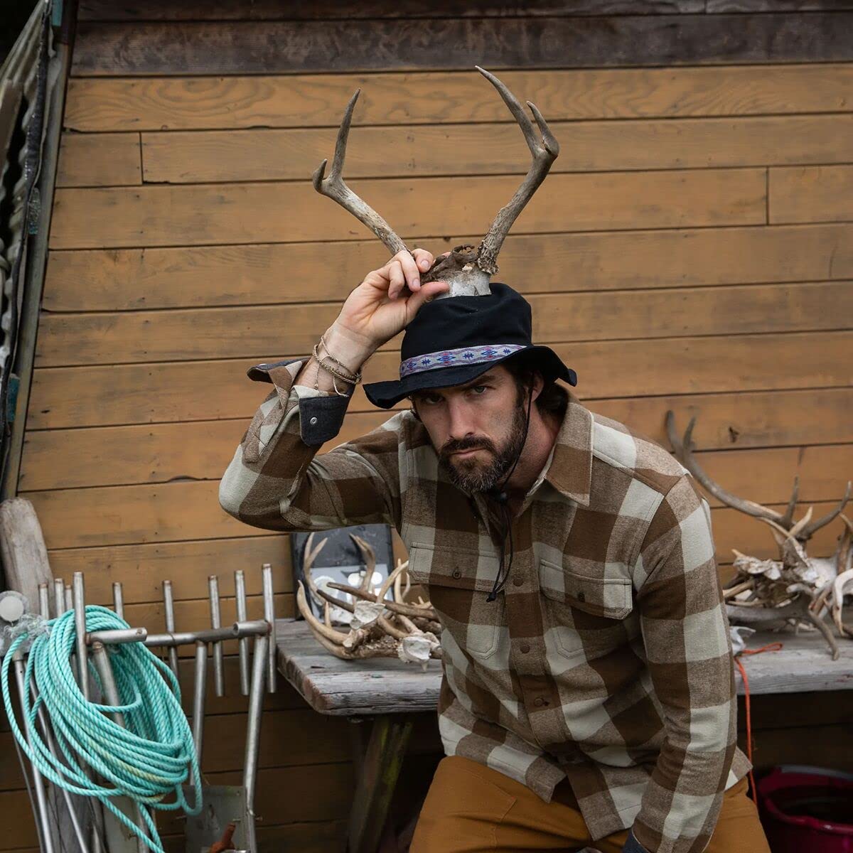 KAVU Organic Strap Bucket Bucket Hat Fishing Camping Boonie-Jet Black-S