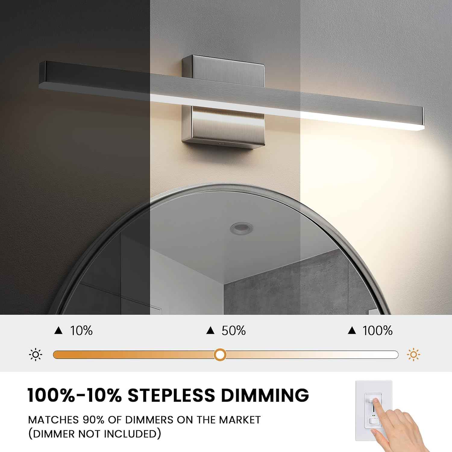 24-Inch Dimmable Gold Bathroom Vanity Light - Modern LED Bar Fixture for Over Mirror
