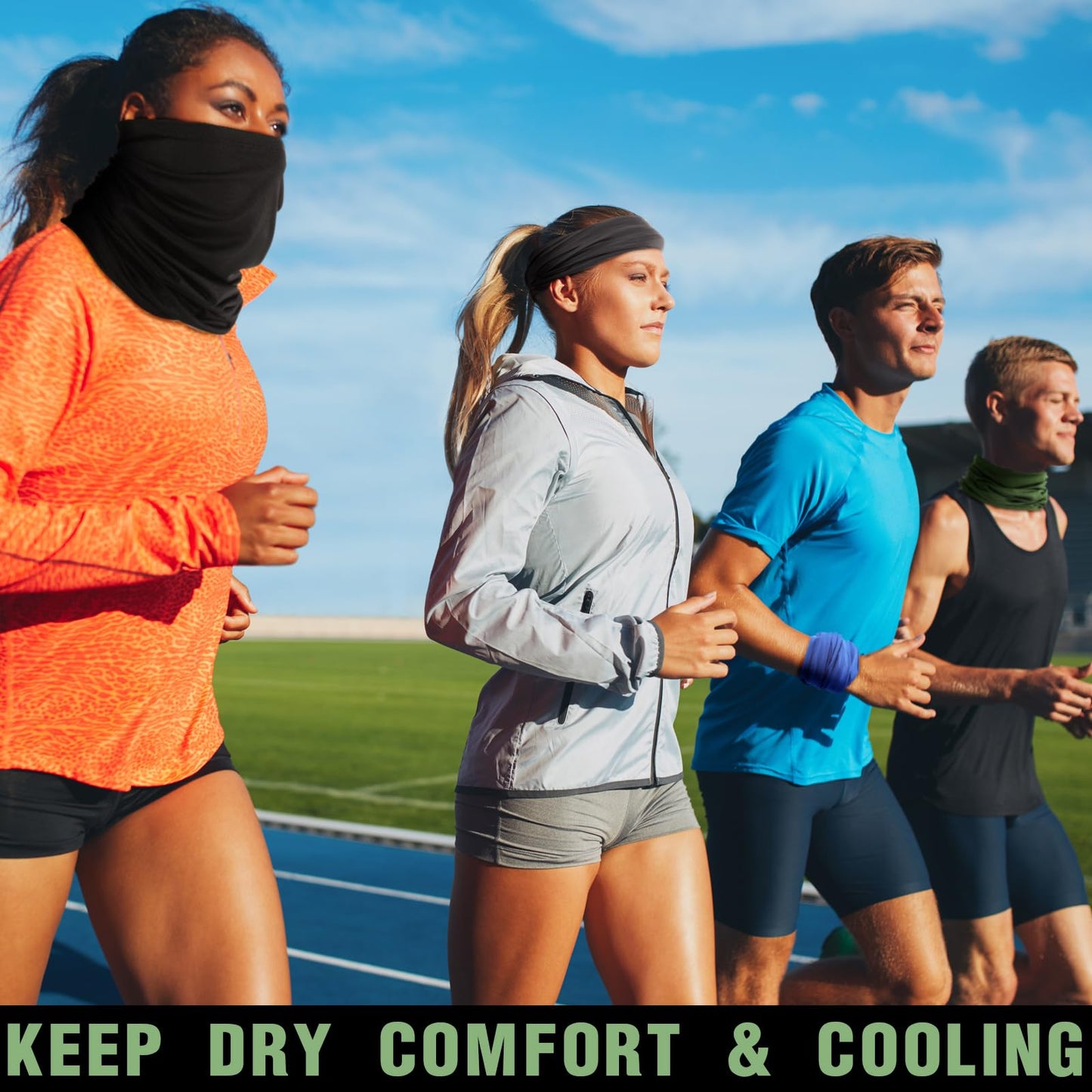 Jeere 40 Pcs Neck Gaiter Bulk Summer Face Mask UV Protection Face Cover Scarf Balaclava Bandana for Men Women Sports Running(Dark Color)