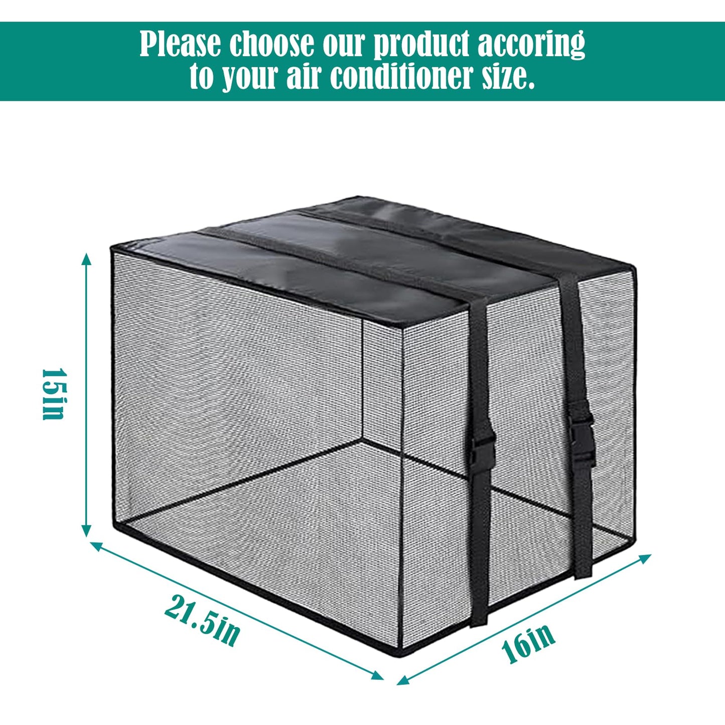 JFGLORIX Newest Design Mesh Window Air Conditioner Cover for Outside,Dust-Proof Waterproof Window AC Unit Cover, All Seasons AC Cover Protect Against Leaves,Weeds,and Debris(21.5Wx16Dx15H), BLACK