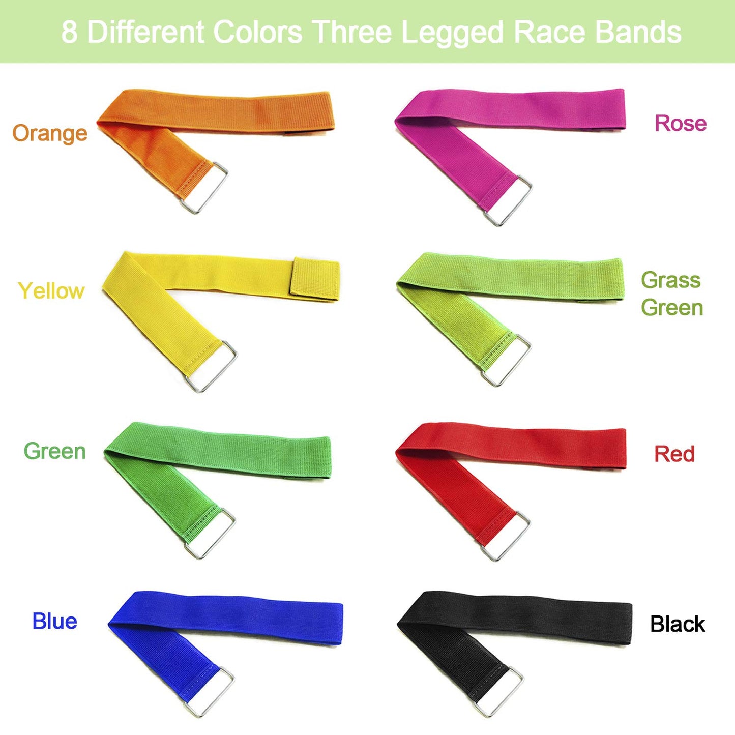 8 Colors 3 Legged Race Bands, Three Legged Race Durable Firm Elastic Tie Rope Colorful 3 Leg Race Band for Party Game Outdoor Fun