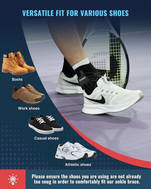 Fit Geno Ankle Brace for Sprained Ankles - Adjustable Breathable Support with Quick-Release Straps for Pain Relief and Swelling Reduction for Men and Women (Left M/L, Ankle size 9''-9.8'')