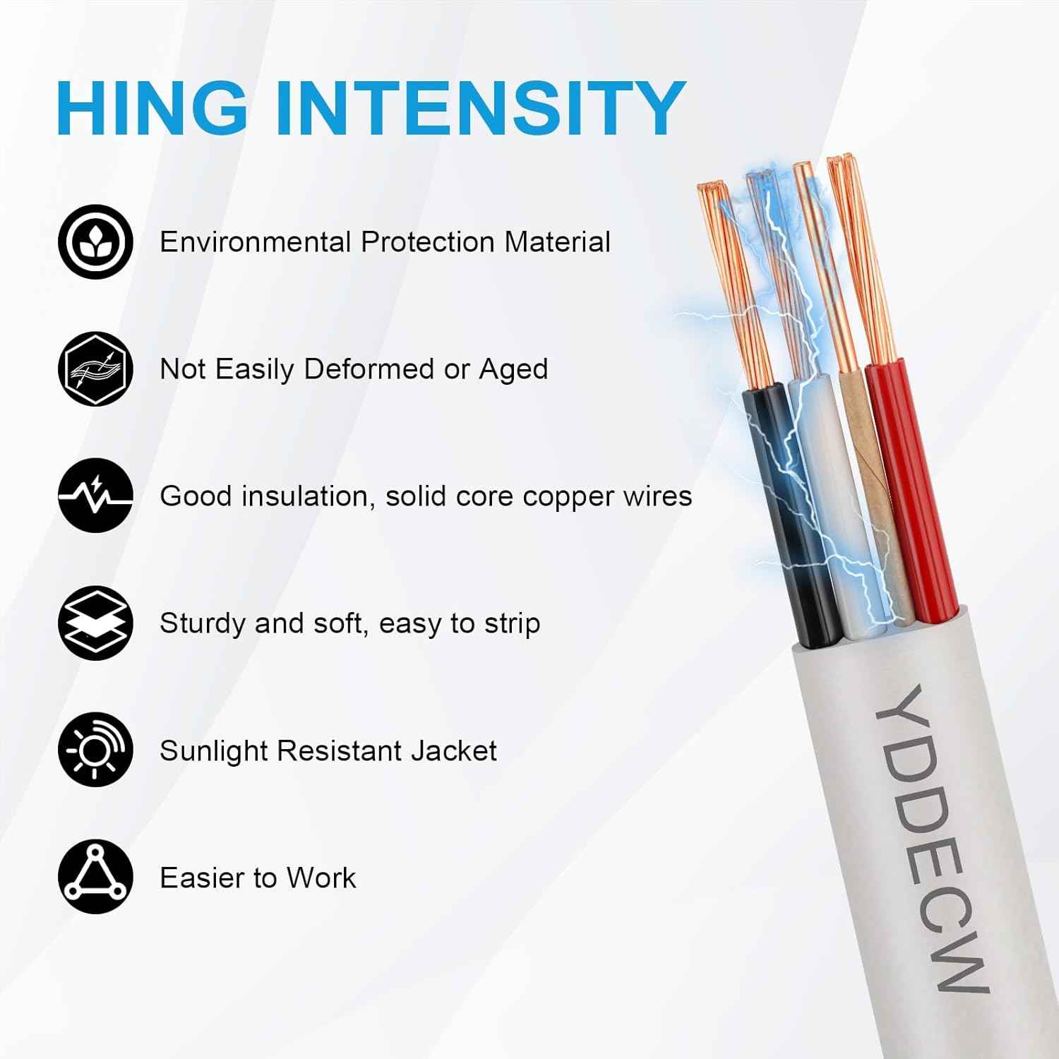 14 Gauge NM-B Wire with Ground - 50FT Pure Copper Indoor Electrical Cable for Outlets & Switches