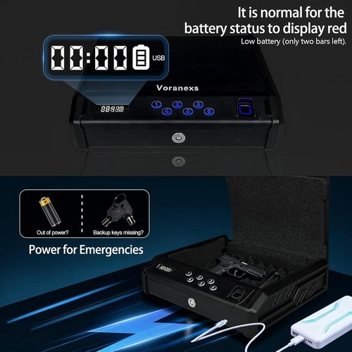 gun safe,with 3 Quick-Access Fingerprint,Passcode,Key.with LCD Display,with Pistol Safe Handgun Safe, Hand Gun Lock Box for Home Drawer Car Bedside Nightstand