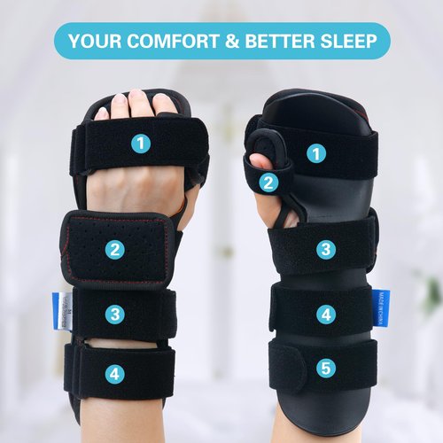 Lerboai Resting Hand Splint Stroke Night Immobilizer with Included Wrist Brace Enhanced Experience, Functional Wrist Finger Brace- Pain Relief For Carpel Tunnel, Stroke Recovery, Arthritis, Tendinitis
