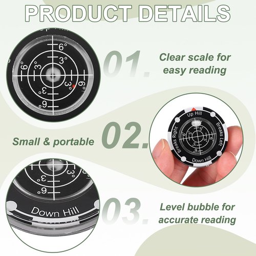 YELARXI 2Pcs Golf Green Reader, Golf Ball Marker with High Precision Green Reading Aid Bubble and Magnetic Cap Clip - Fitting for (Training/Accessories/Gift/Men & Women), Black