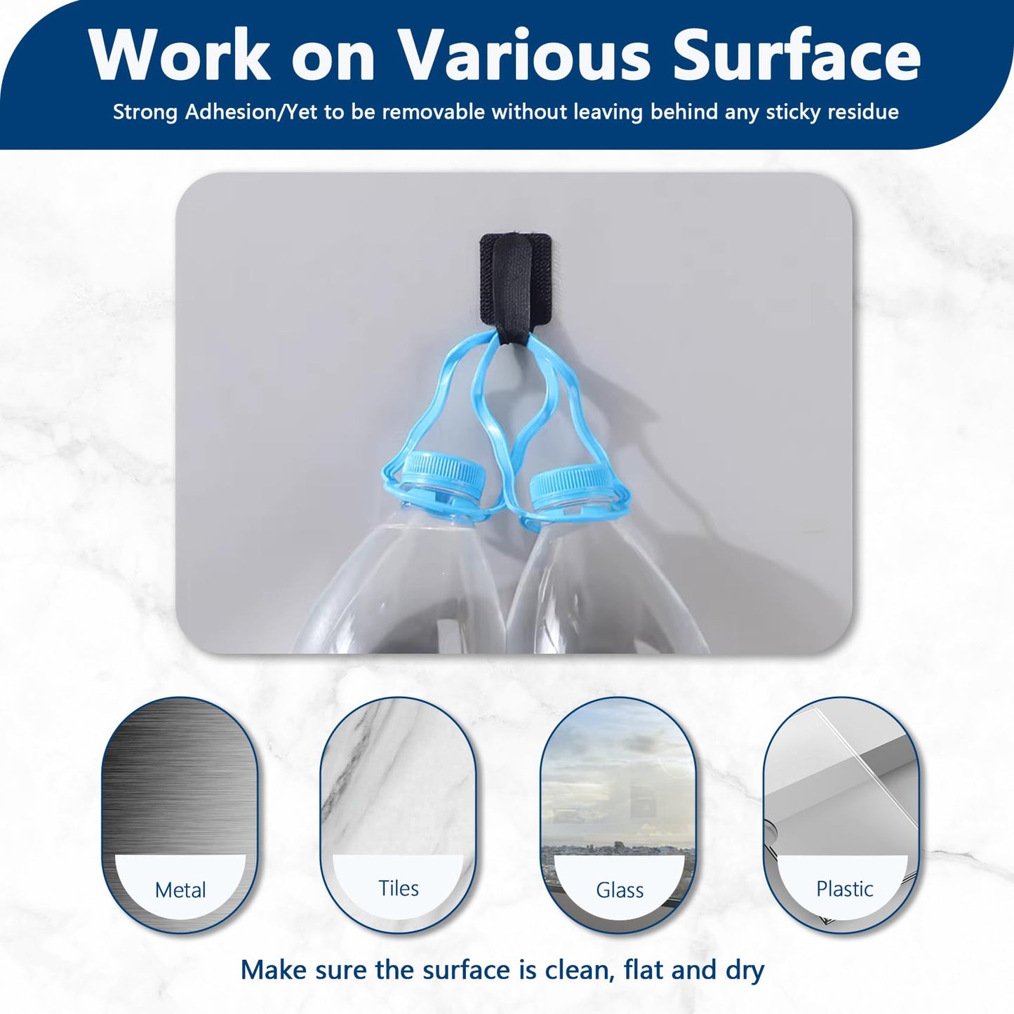 Abnii 50 PCS Hook and Loop Cable Ties, Under Desk Cable Management, Self Adhesive Cable Clips Straps, Sticky-Back Cord Organizer, Wire Organizer for TV PC Laptop Ethernet Desktop, White