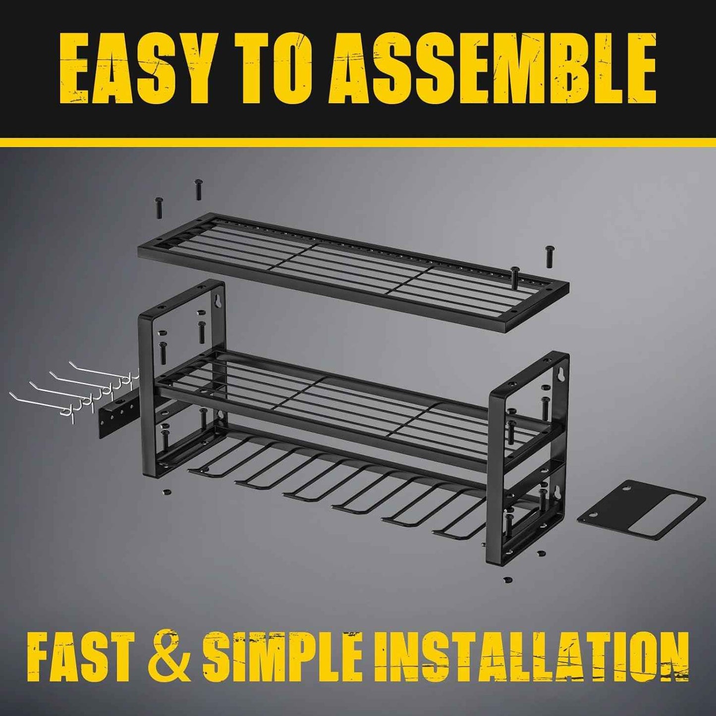 32-Inch Wall-Mounted Power Tool Organizer with Charging Station & 8 Slots for Garage
