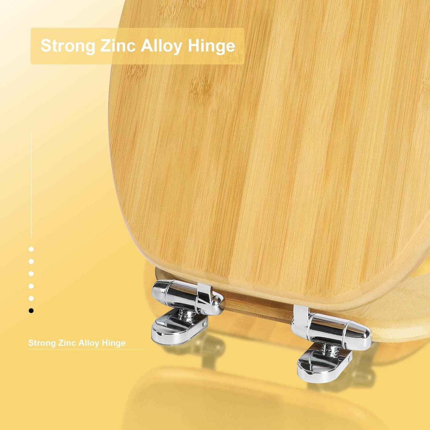 17-Inch Round Bamboo Toilet Seat with Quick Release & Slow Close - Zinc Alloy Hinges