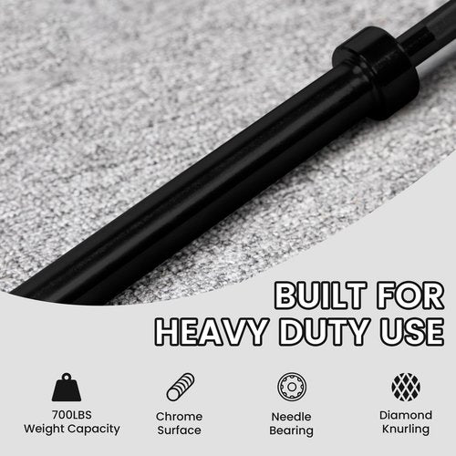 Fitvids Olympic Barbell Bar for Weightlifting and Power Lifting, 700 Pound Capacity, 5-Foot,Black