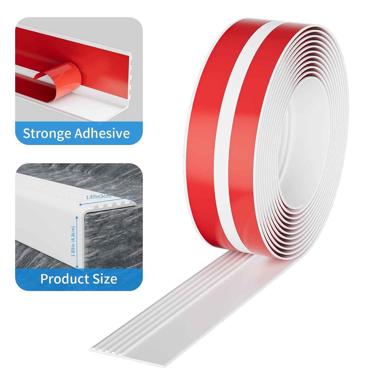 Self-Adhesive Rubber Stair Nosing Trim - 40 FT Black Edge Protector for Indoor & Outdoor Steps