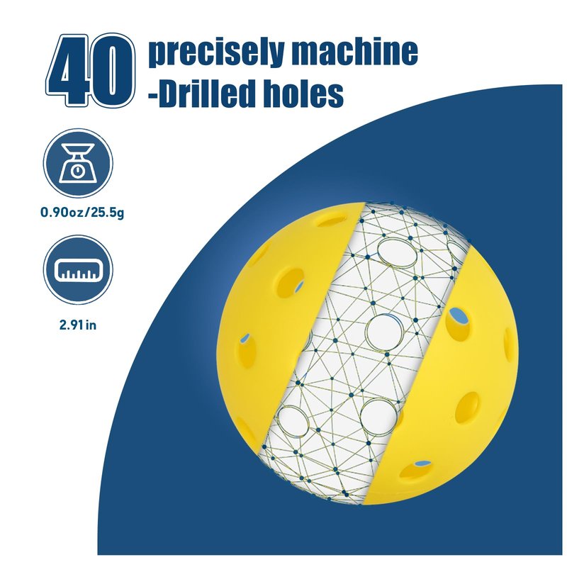 PICKLETECH Pickleball Balls 20 Pack, 40 Holes USAPA Approved Outdoor Pickleball Balls with Mesh Bag, High Bounce & True Flight, Durable Balanced Pickle Balls for Tournament Play, Yellow
