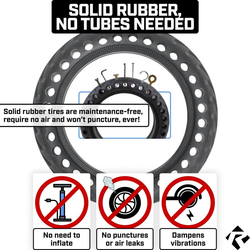 Revere USA Solid Electric Scooter 8.5 inch Tire, 8.5" x 2.0" Tubeless Front or Rear Replacement Honeycomb Rubber Tires Xiaomi m365, Mijia Pro, Gotrax GXL V2, Gotrax XR, 8 1/2'' Wheels Solid Tires 2pc