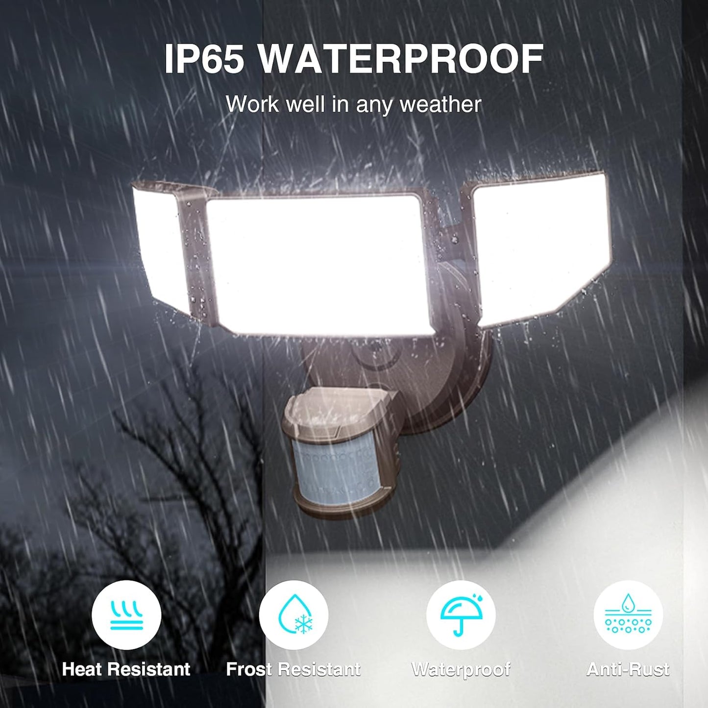 85W LED Motion Sensor Security Light - 8500LM Dusk to Dawn, 3-Head Waterproof Floodlight for Garage, Yard & Porch