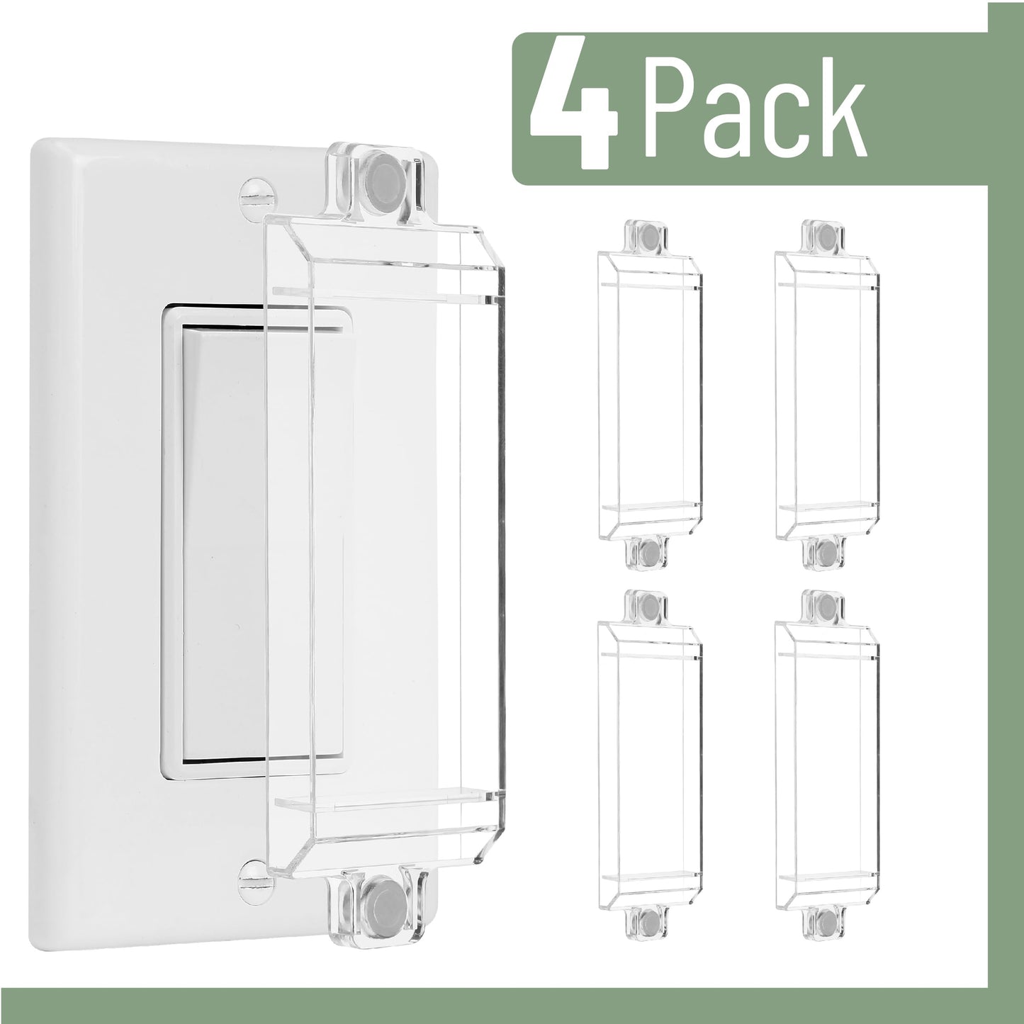Bates- Magnetic Light Switch Guard, 4 Pack, Clear, Child Proof Light Switch Cover Child Proof