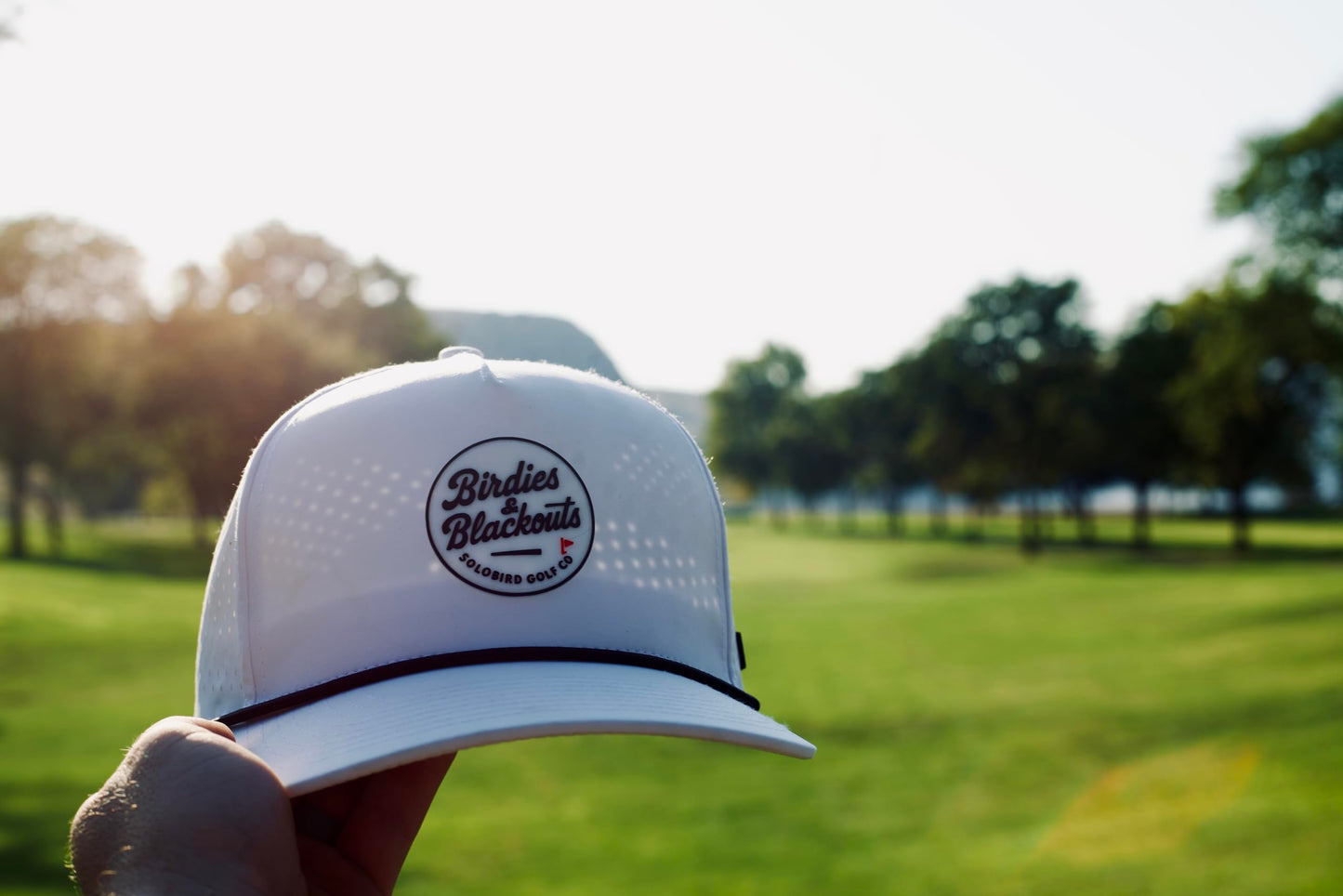 Golf Hat for Men - Golf Snapback - Fun Hat for Golfing - Funny Golf Hat for Men and Women - Birdies and Blackouts (White/Black)