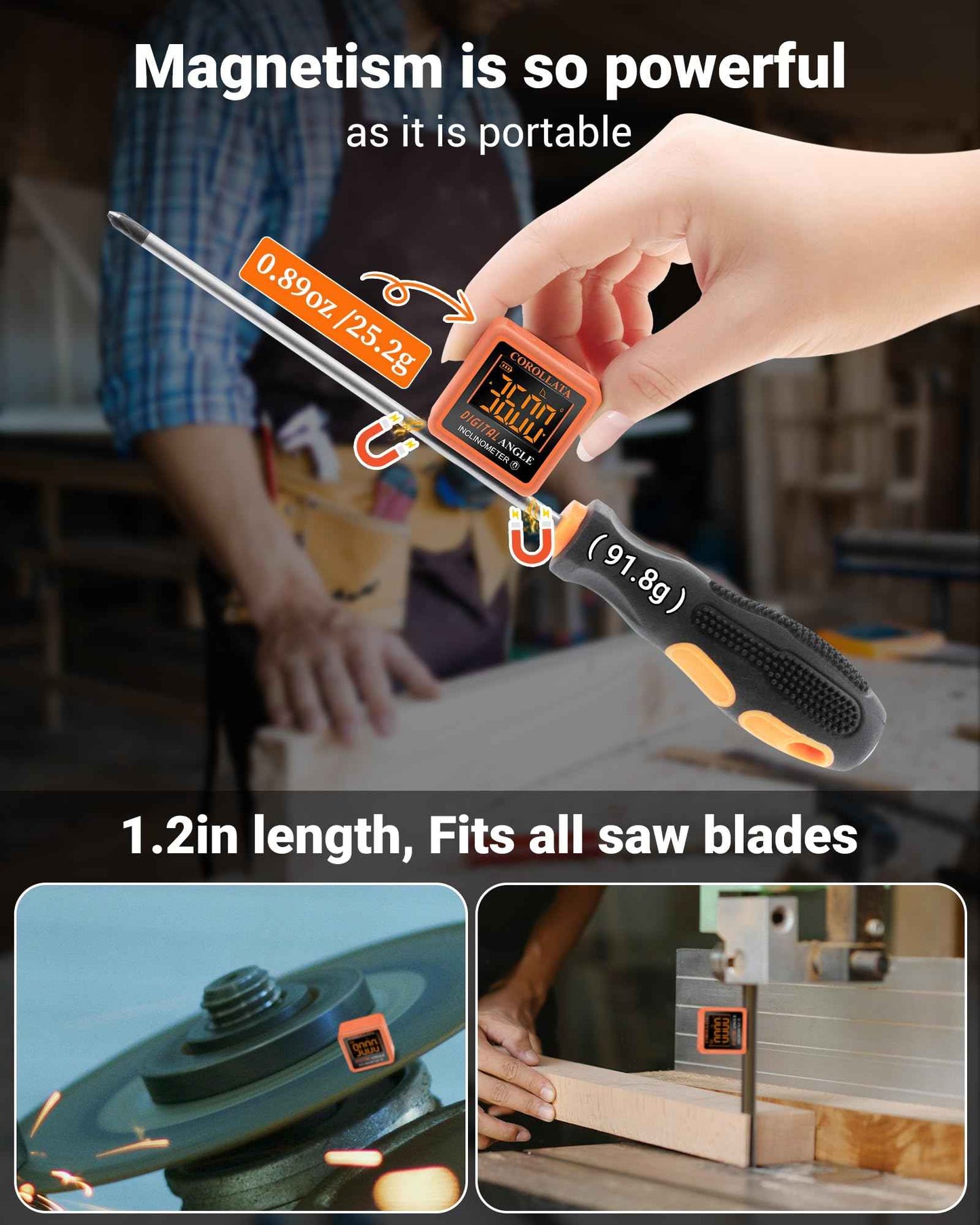Mini Digital Angle Finder Gauge - Magnetic Torpedo Level Tool with LCD Display Precision Protractor for Table Saw, Miter,Pipes, Inclinometer Pocket Wood Working Measuring