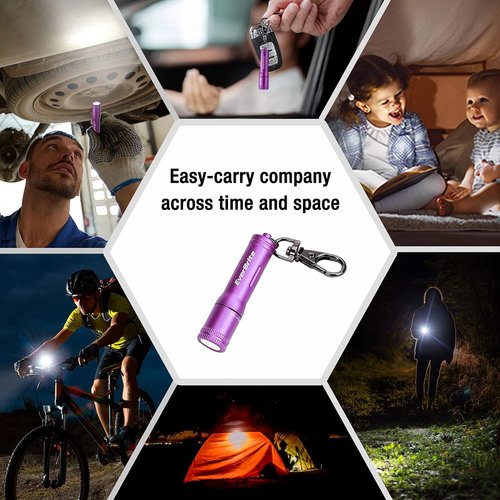 EverBrite Mini Keychain LED Flashlight - Bright Portable Pocket Torch for EDC & Emergencies | Purple