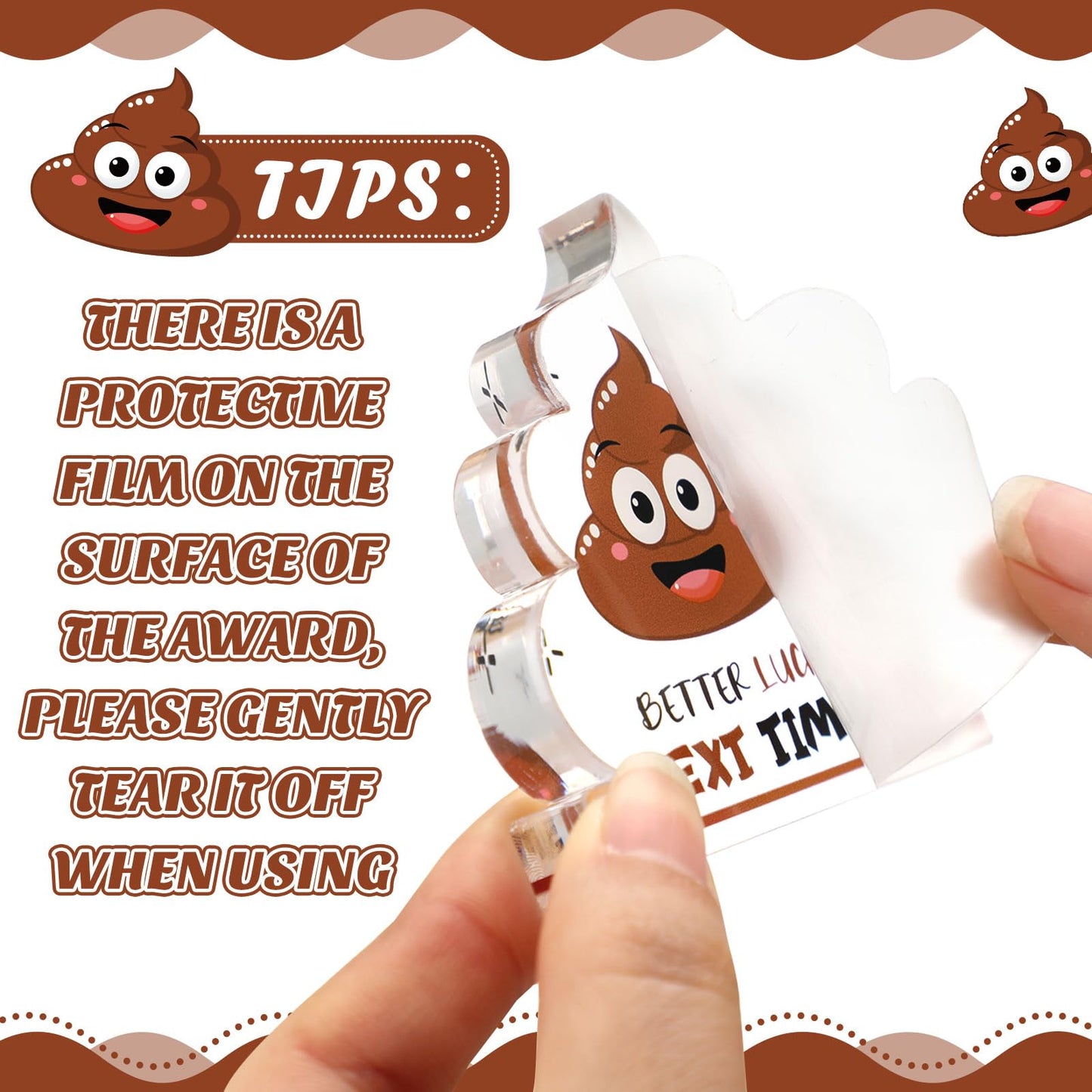 Equsion 12 Pcs Acrylic Awards Trophies Poop Emote Trophy Fun Award Gift Bulk Cute Funny Award Trophy Team Gifts Humorous Awards Prize for Events