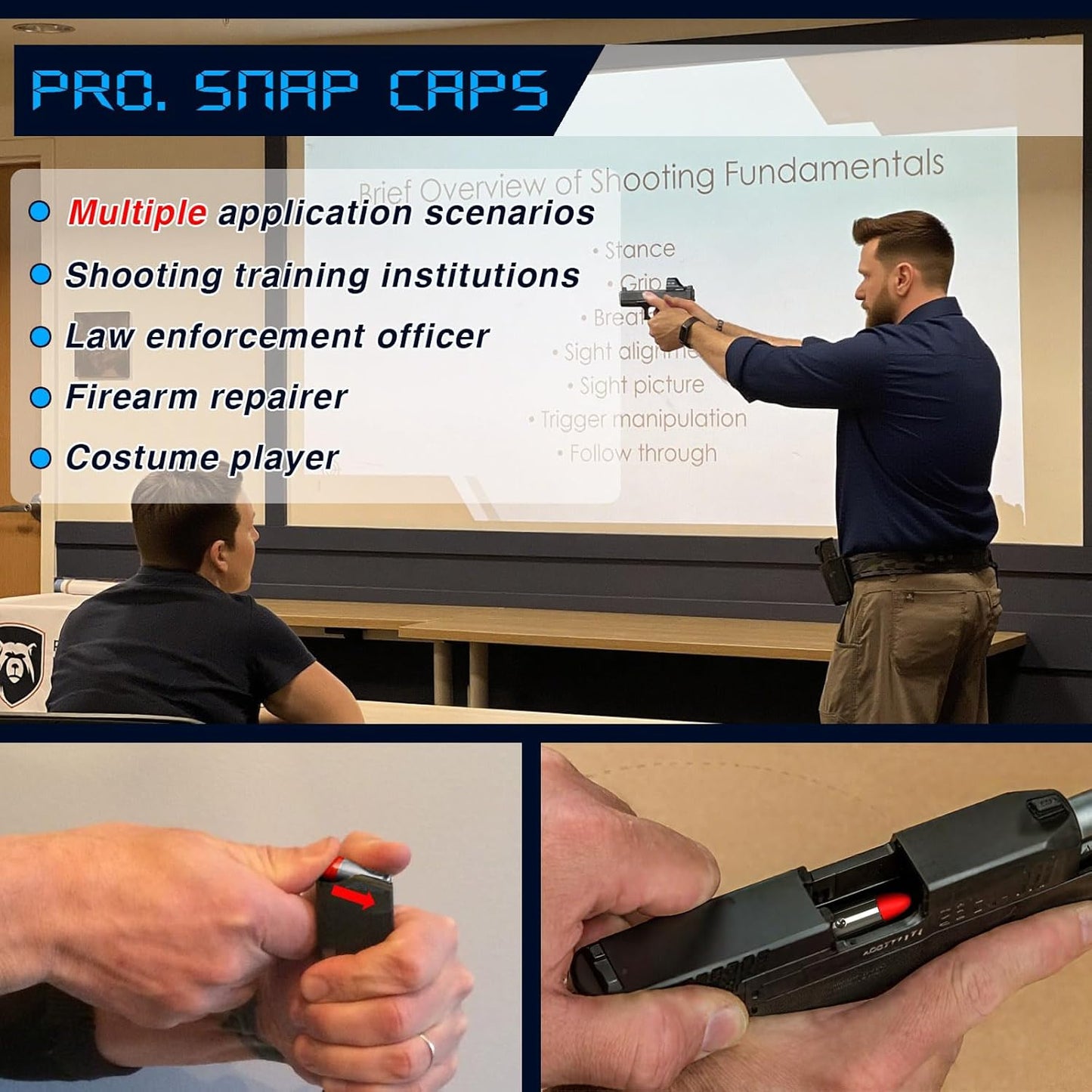 Snap Caps | Reusable Training Dummy Rounds for Safe Dry Fire Practice - Real Weight Simulation