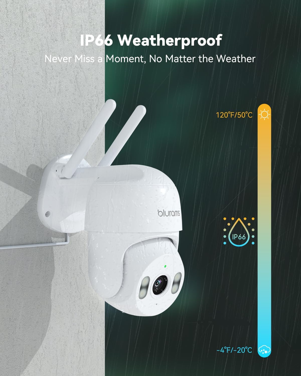 2K Outdoor Security Camera with 360° PTZ, Color Night Vision & Two-Way Audio - Wi-Fi IP66 Weatherproof, Works with Alexa