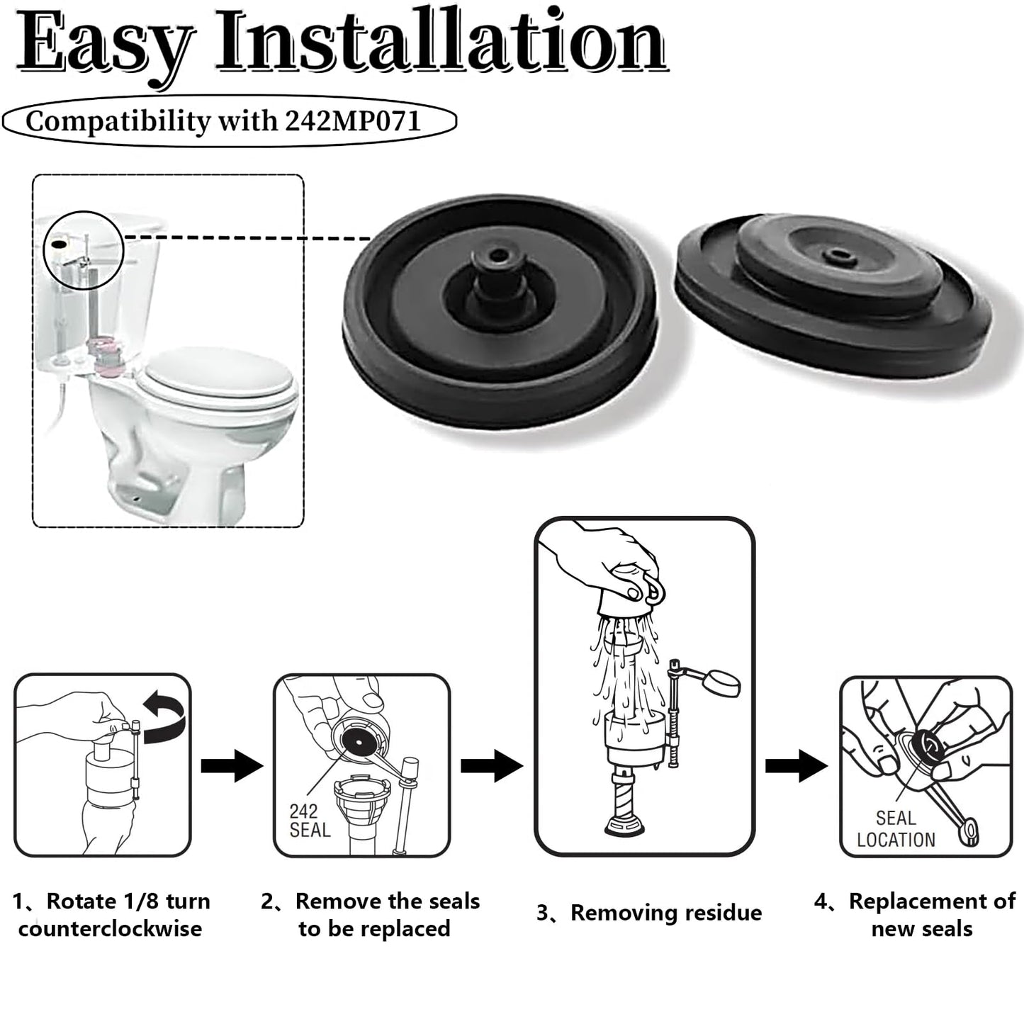6 Pcs 83143 Toilet Fill Valve Seal Replacement Part Compatible with Kohler Models, Washer Cistern Float Valve for Diaphragms 242MP071, 400A Fill Valve