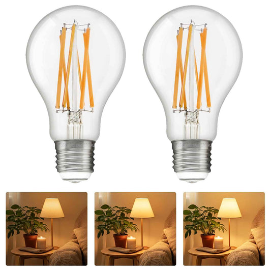 FLSNT 3 Way LED Light Bulb E26 Standard Base, 50W 100W 150W Equivalent, 3-Way Dimmable A23 LED Clear Light Bulbs, 2700K Soft White,800lm-1500lm-2200lm 2 Pack