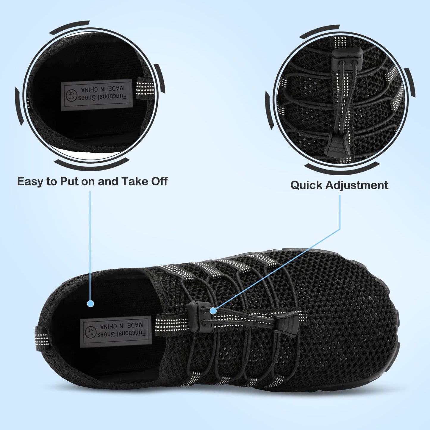 L-RUN Barefoot Water Hiking Shoes Women Aqua Socks for Men Swim Surf Beach Pool Shoes Black M US (Women 11, Men 9.5)=EU42