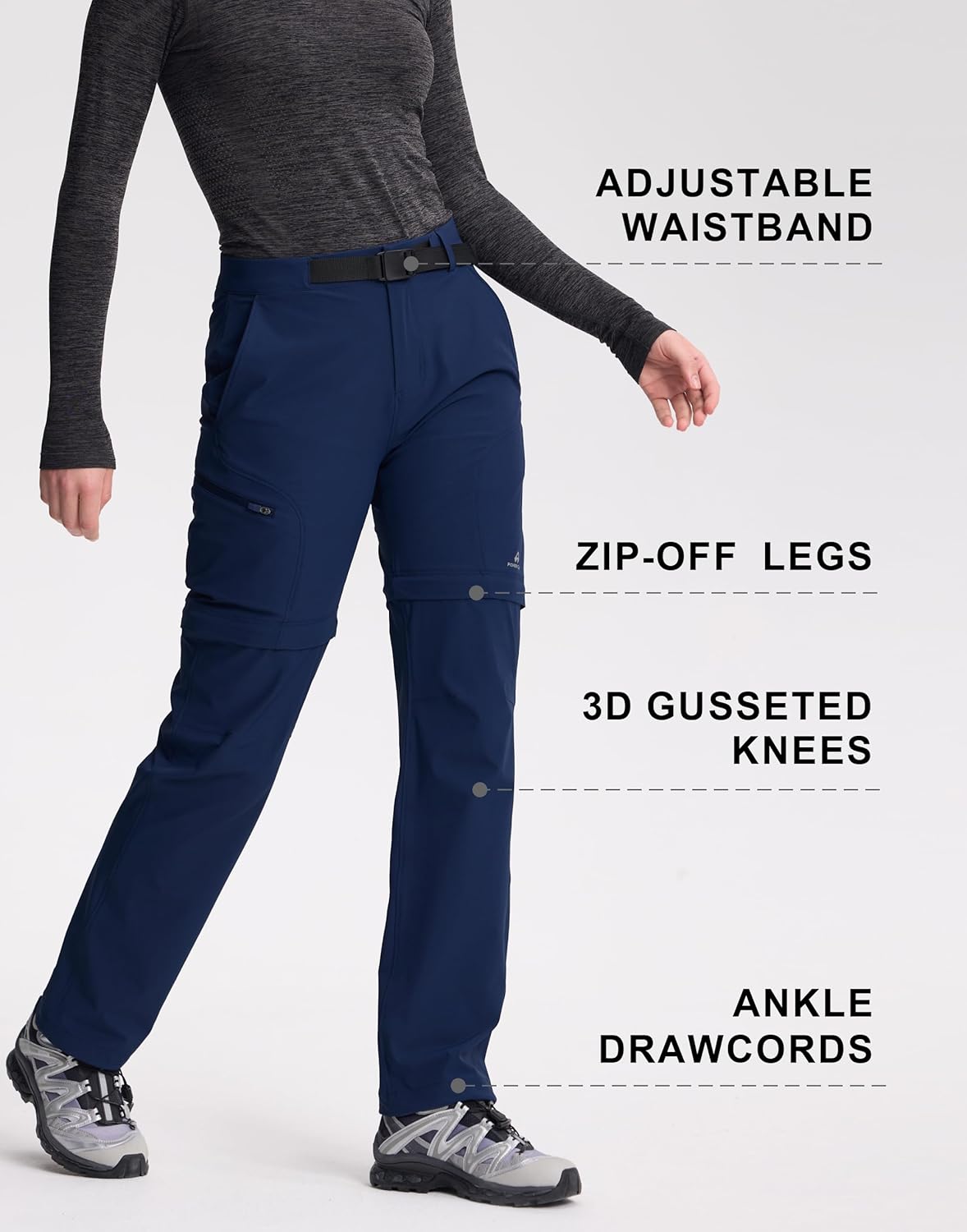 Pioneer Camp Women's Hiking Pants - Convertible Quick-Dry Stretch Zip-Off Design | Outdoor Cargo Style