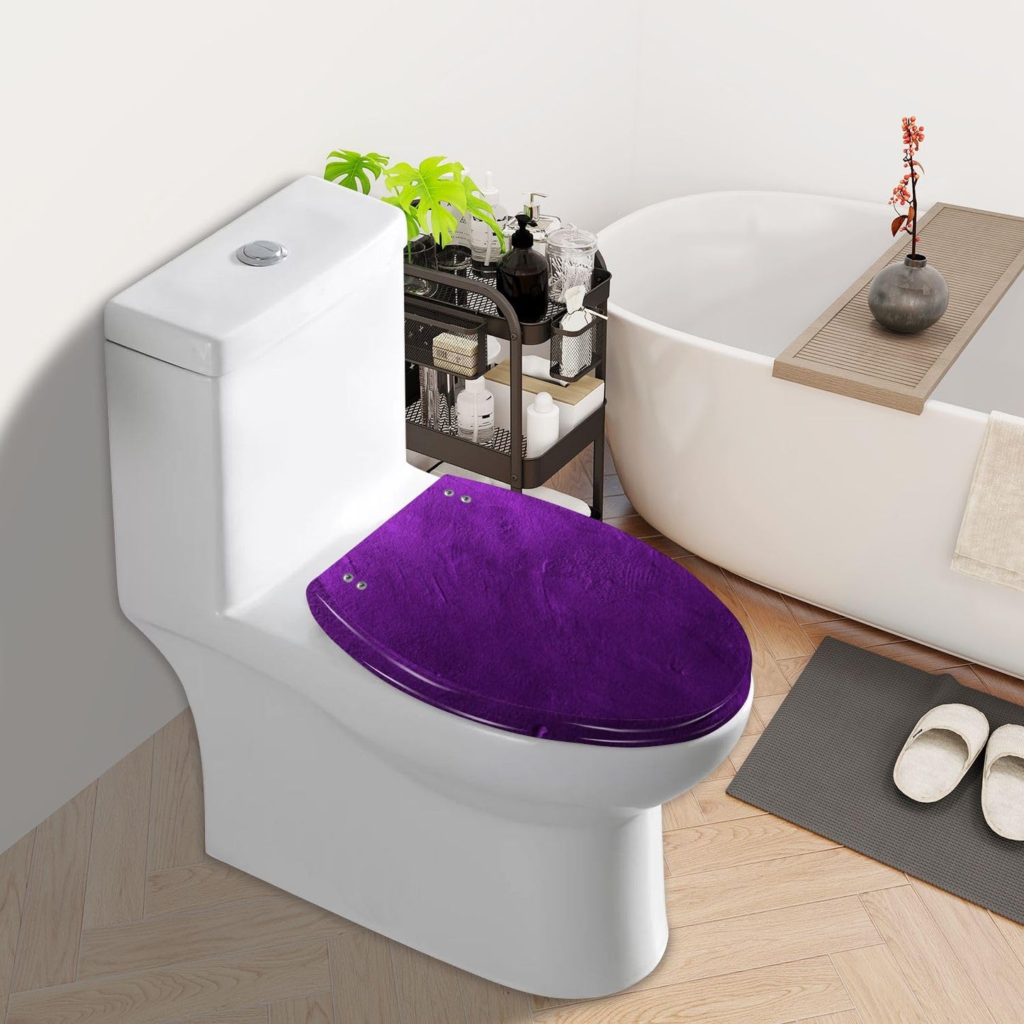 Elongated Toilet Seat Abstract textured light purple Resin Toilet Seat Slow Quiet Close with Quick-Release Hinges Toilet Seat with Cover Easy to Clean Install
