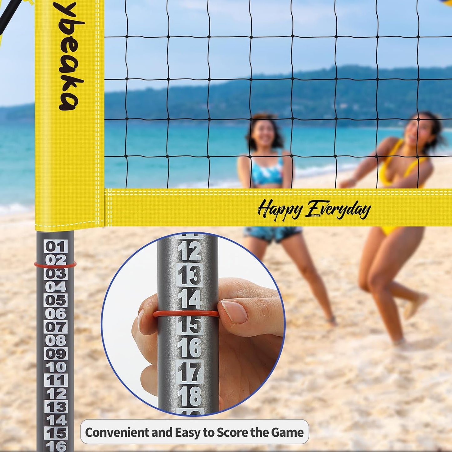Regine Switzerland 20ft Portable Volleyball Net Set - Heavy Duty Poles, Durable PE Net, Includes Volleyball & Pump