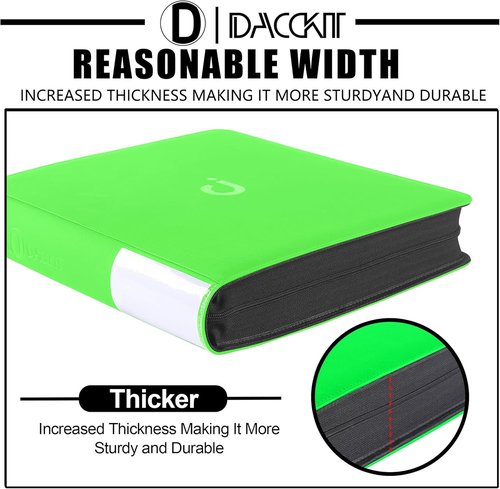 D DACCKIT Premium Comic Binder - Holds 96 Comics with Sleeves | Brilliant Green Storage Album