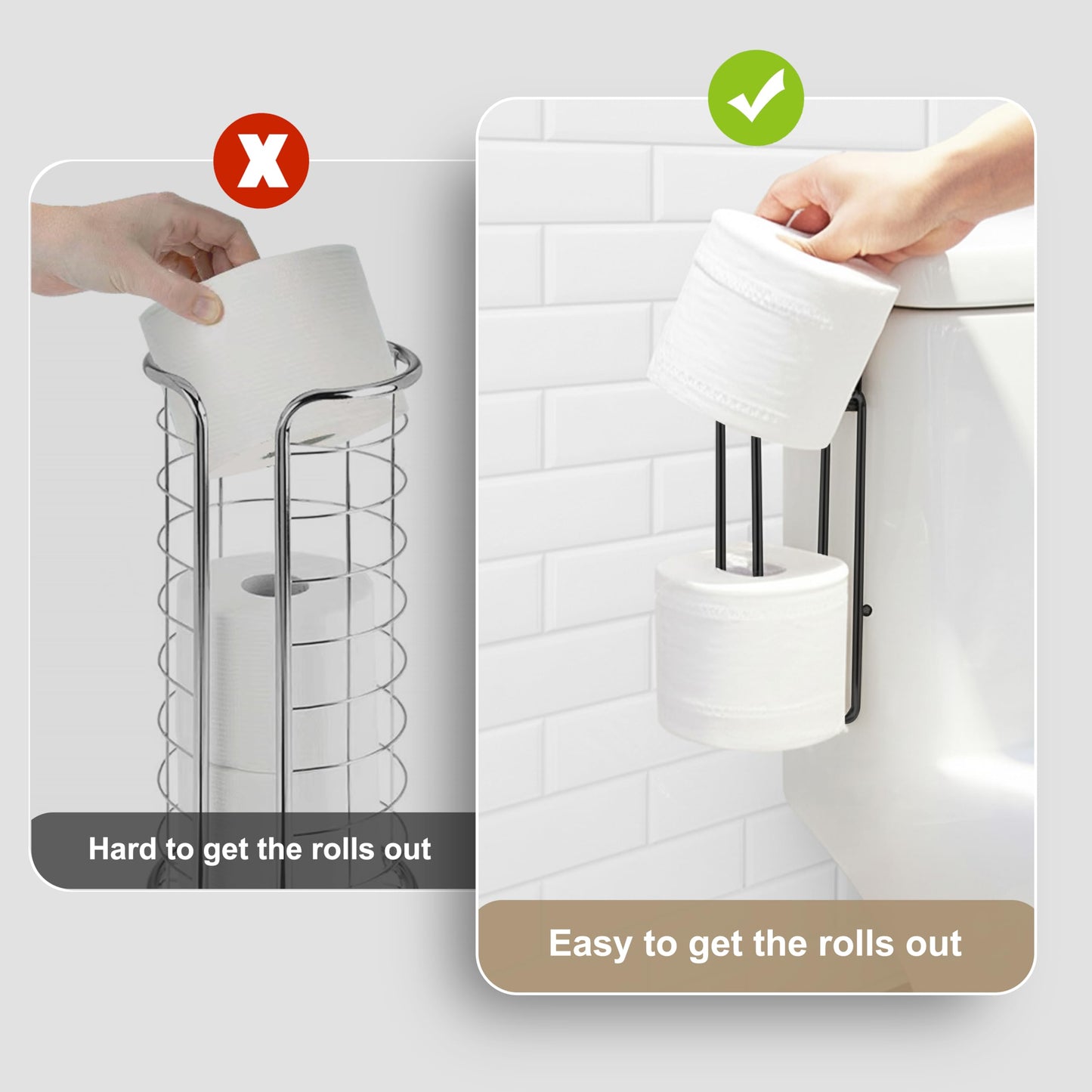 Matte Black Toilet Paper Holder Wall Mount, Storage Extra 2 Roll Tissue, Over The Tank Toilet Paper Holder, Tissue Holder for Bathroom Organizer, Small Bathroom Essential for New Home, 1Pcs