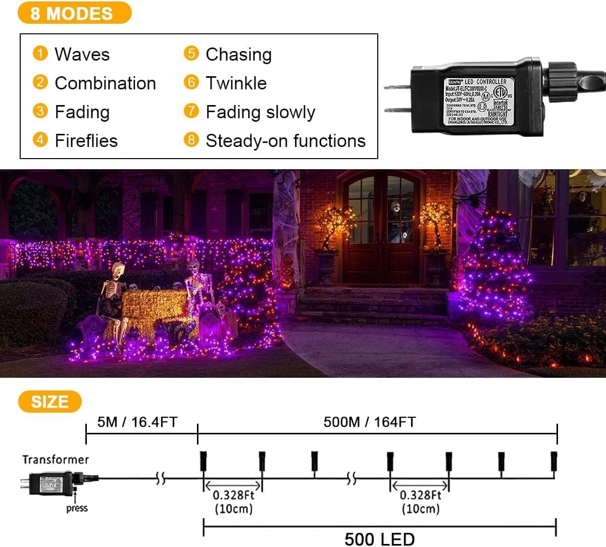 500 LED Christmas String Lights - 164 FT Waterproof RGB Fairy Lights with Remote & Timer for Indoor/Outdoor Holiday Decor