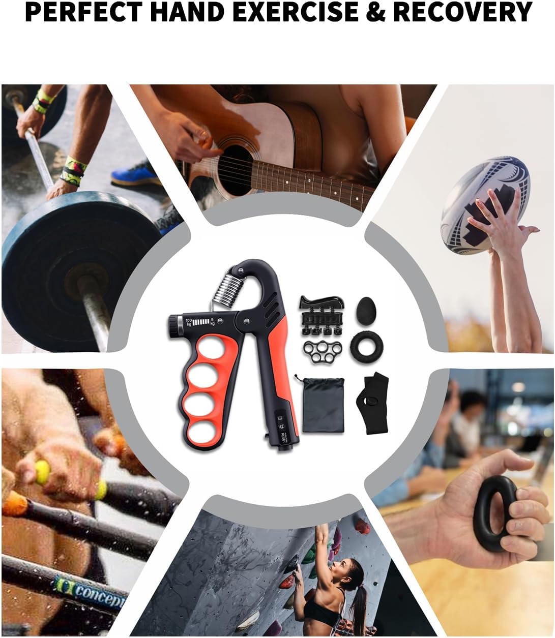 ProGrip Strength Trainer - Auto-Count Hand Strengthener Kit (11-220 LBS) for Home Gym & Forearm Recovery
