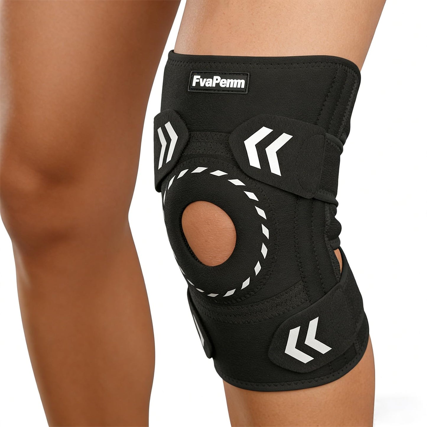 Knee Brace for Women Men-Knee Brace for Meniscus Tear-Adjustable Knee Support Brace with Side Stabilizers & Patella Gel Pads for Arthritis Pain, Knee Pain, Injury Recovery, Sports, Running, Working Out, Black