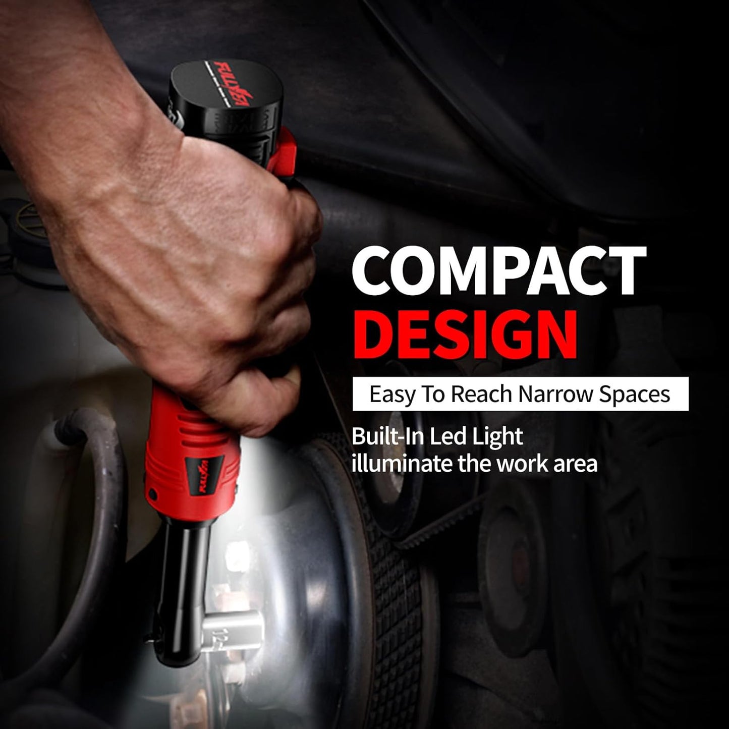 18V Cordless Electric Ratchet Wrench Set - 550 RPM, 3/8" with 7 Sockets, LED Light & 2.0Ah Battery